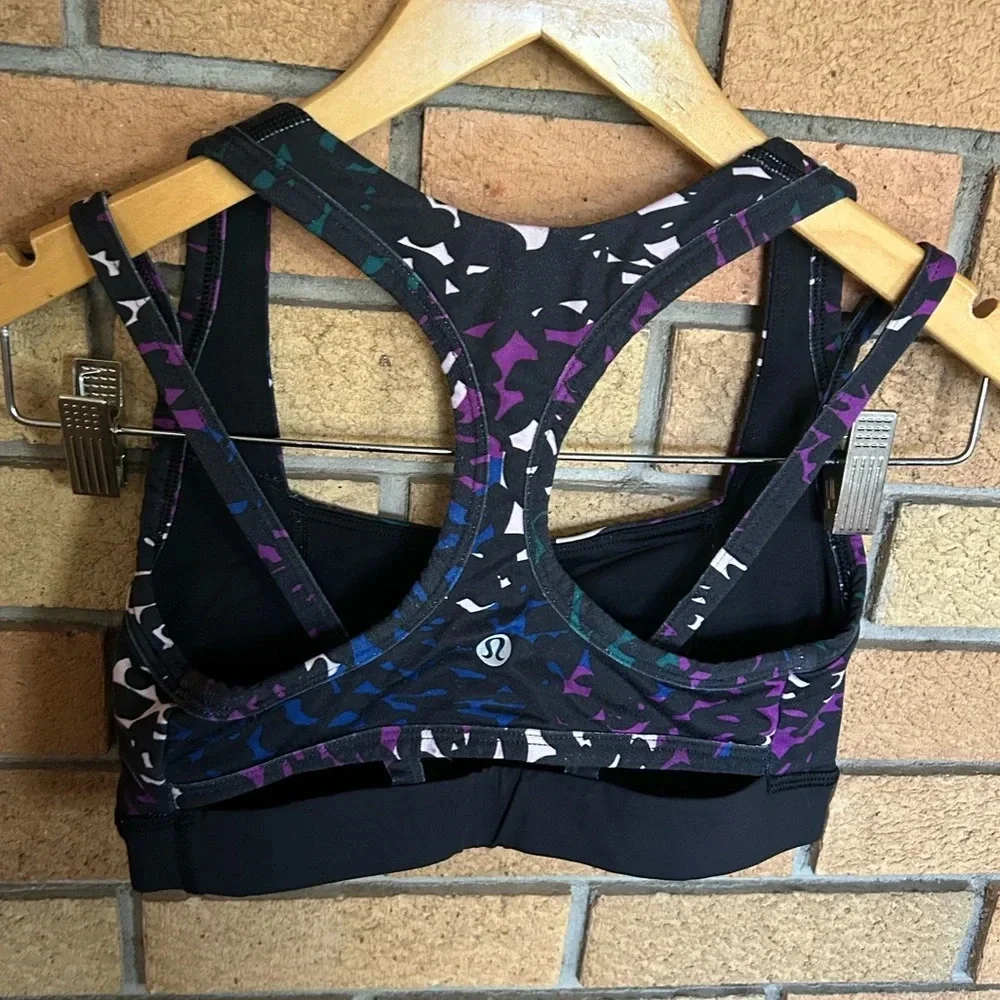 Lululemon Splendour Sports Bra Shadow Wrap Multi / Black Padded Racerback Size 4